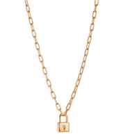 Collier Bronze Zircone Plaqué or Serrure 40-45 cm-598849