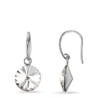Pendant d'oreilles Argent Zircone blanc, 2 Pierres Rhodié Ø10 mm-598863