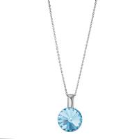 Chaînette avec pendentif Argent Zircone aqua, 2 Pierres Rhodié 43-47 cm Ø12 mm-598865