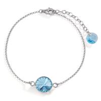 Bracelet Argent Zircone aqua, 2 Pierres Rhodié 17.5-20.5 cm Ø11 mm-598868