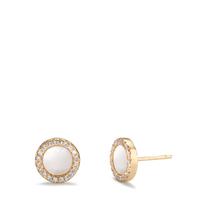 Clous d'oreilles Argent Zircone jaune Plaqué or nacre blanc Ø9.5 mm-598905