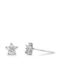 Clous d'oreilles Argent Zircone 12 Pierres Rhodié Fleur Ø6 mm-598913