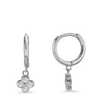 Créoles à charnières Argent Zircone 8 Pierres Rhodié Fleur-598945