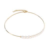 Collier Acier inoxydable jaune PVD perle d'eau douce blanc 42-48 cm-598992