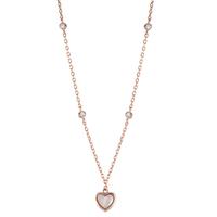 Collier Argent Zircone 4 Pierres rosé Plaqué or nacre blanc Coeur 40-45 cm-599172