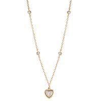 Collier Argent Zircone 4 Pierres jaune Plaqué or nacre blanc Coeur 40-45 cm-599173