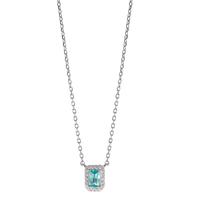 Collier Argent Zircone bleu, 19 Pierres Rhodié 40-45 cm-599179