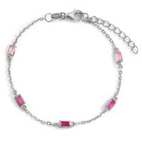 Bracelet Argent Zircone rose, 5 Pierres Rhodié 16-18.5 cm-599187