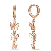 Créoles à charnières Argent Zircone 6 Pierres rosé Plaqué or Papillon-599250