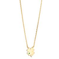 Collier Argent Zircone vert jaune Plaqué or Feuille de Trèfle 40-45 cm Ø8.5 mm-599273