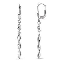 Pendant d'oreilles Argent Zircone 2 Pierres Rhodié-599300