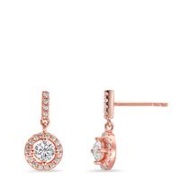 Pendant d'oreilles Argent Zircone rosé Plaqué or Ø7.5 mm-599373
