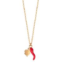 Collier Argent jaune Plaqué or Feuille de Trèfle 40-45 cm-599376