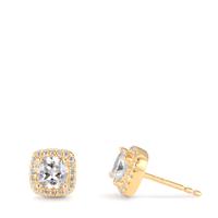 Clous d'oreilles Argent Zircone jaune Plaqué or Ø7.5 mm-599391
