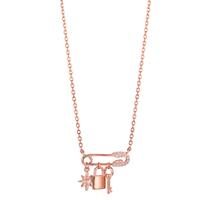 Collier Argent Zircone rosé Plaqué or 40-45 cm-599420