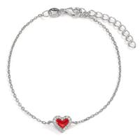 Bracelet Argent Zircone Rhodié Coeur 16-19 cm-599442