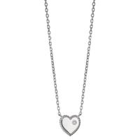 Collier Argent Zircone Rhodié Coeur 40-45 cm Ø10 mm-599452