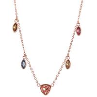 Collier Acier inoxydable [synth. Stein] 5 Pierres rosé PVD 42-47 cm-599511