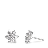 Clous d'oreilles Argent Zircone 14 Pierres Rhodié Fleur Ø8.5 mm-599599