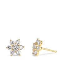 Clous d'oreilles Argent Zircone 14 Pierres jaune Plaqué or Fleur Ø8.5 mm-599600