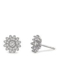 Clous d'oreilles Argent Zircone Rhodié Fleur Ø9 mm-599607