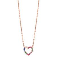 Collier Argent Zircone coloré rosé Plaqué or Coeur 40-45 cm Ø10 mm-599615
