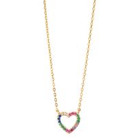 Collier Argent Zircone coloré jaune Plaqué or Coeur 40-45 cm Ø10 mm-599616