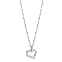 Collier Argent Zircone 11 Pierres Rhodié Coeur 40-45 cm Ø8.5 mm-599620