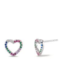 Clous d'oreilles Argent Zircone coloré Rhodié Coeur Ø9.5 mm-599626