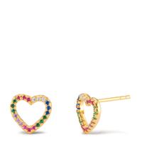 Clous d'oreilles Argent Zircone coloré jaune Plaqué or Coeur Ø9.5 mm-599628