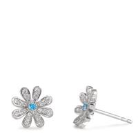 Clous d'oreilles Argent Zircone Rhodié Fleur Ø9.5 mm-599643