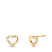 Clous d'oreilles Argent Zircone 14 Pierres jaune Plaqué or Coeur Ø7.5 mm-599660
