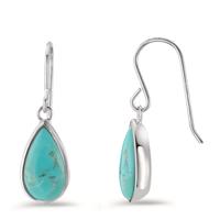 Pendant d'oreilles Argent Turquoise 2 Pierres Rhodié-599761