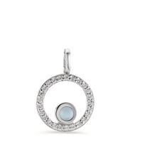 Pendentif Argent Zircone Rhodié nacre Ø14 mm-599769