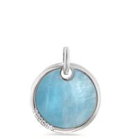 Pendentif Argent Zircone 6 Pierres Rhodié nacre bleu Ø20 mm-599780