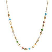 Collier Bronze Cristal coloré, 11 Pierres Plaqué or 39-43 cm-599908
