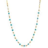 Collier Bronze Cristal aqua, 15 Pierres Plaqué or 40-45 cm-599910