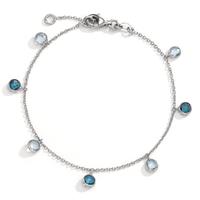 Bracelet Or blanc 14K Topaze bleu, 7 Pierres 17.5-19.5 cm-599928