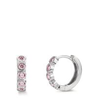 Créoles à charnières Argent Zircone rose, 10 Pierres Rhodié-599956