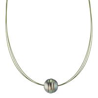 Collier Acier inoxydable vert PVD perle de Tahiti 10-12 mm 42 cm-600257