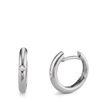 Créoles à charnières Or blanc 9K Diamant 0.04 ct, 2 Pierres, w-si-600358