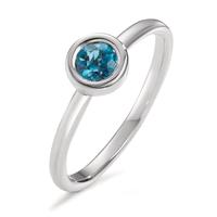 Bague Or blanc 18K Topaze London Blue Ø5 mm-600678