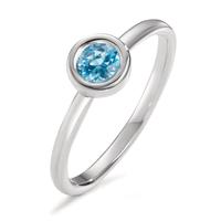 Bague Or blanc 18K Topaze Ø5 mm-600681