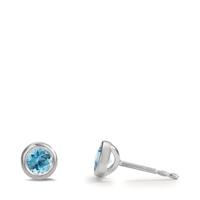 Clous d'oreilles Or blanc 18K Topaze 2 Pierres Ø4.5 mm-600682