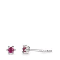 Clous d'oreilles Or blanc 18K Rubis 2 Pierres Ø3.5 mm-600731