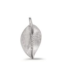 Pendentif Or blanc 18K Diamant 0.03 ct, 6 Pierres, w-si Feuille-600879