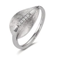 Bague Or blanc 18K Diamant 0.025 ct, 5 Pierres, w-si Feuille-600880