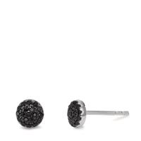 Clous d'oreilles Argent Zircone noir Rhodié Ø6 mm-600975