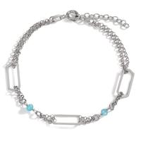 Bracelet Argent Cristal aqua, 2 Pierres Rhodié 17-20 cm-601025