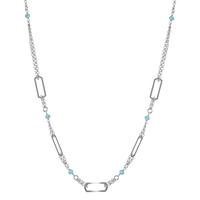 Collier Argent Cristal aqua, 6 Pierres Rhodié 42-45 cm-601026